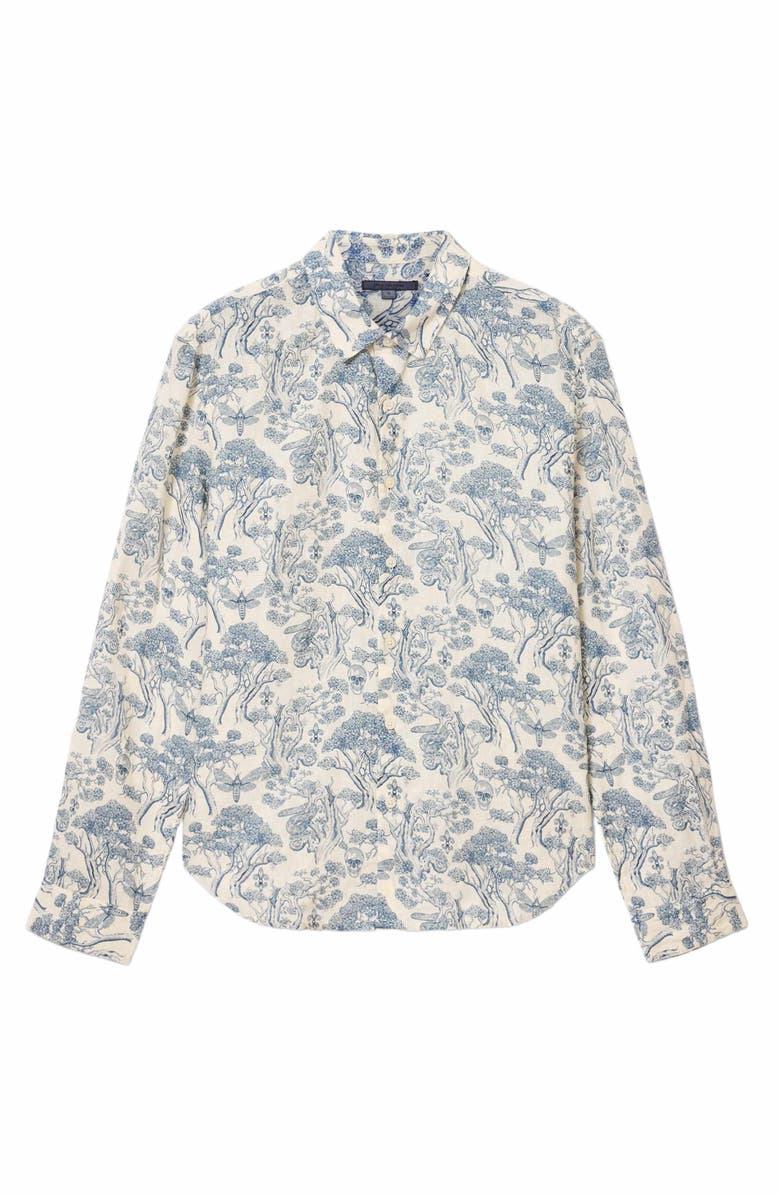 John Varvatos Ross Slim Fit Linen Button-Up Shirt, Alternate, color, Ivory