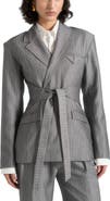 Manière De Voir Delphine Pinstripe Wrap Tie Blazer