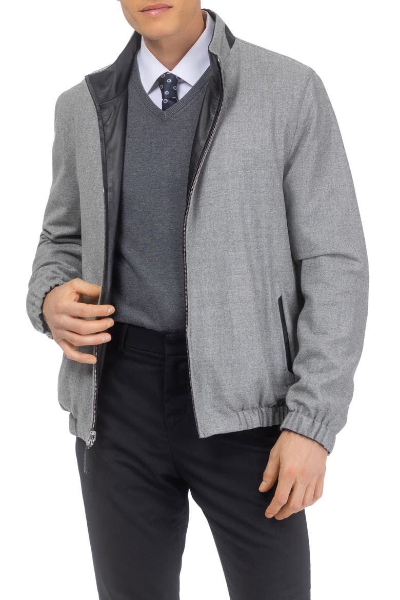 Men's Light Genuine Nappa Leather Jacket Reversible To Cashmere & Wool Crafted From Loro Piana, Alternate, color, BLACK/GRAY