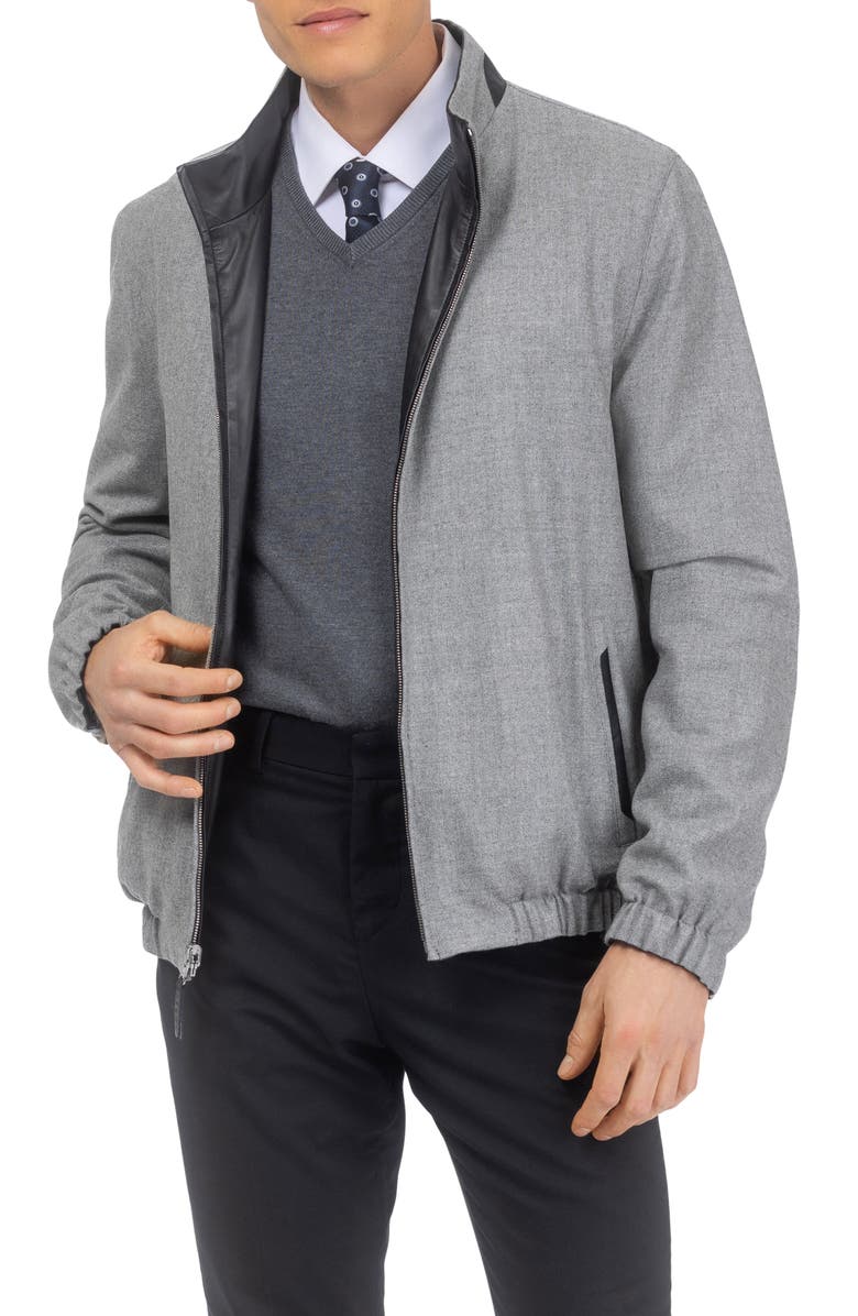 GORSKI Men's Light Genuine Nappa Leather Jacket Reversible To Cashmere & Wool Crafted From Loro Piana, Alternate, color, Black/Gray