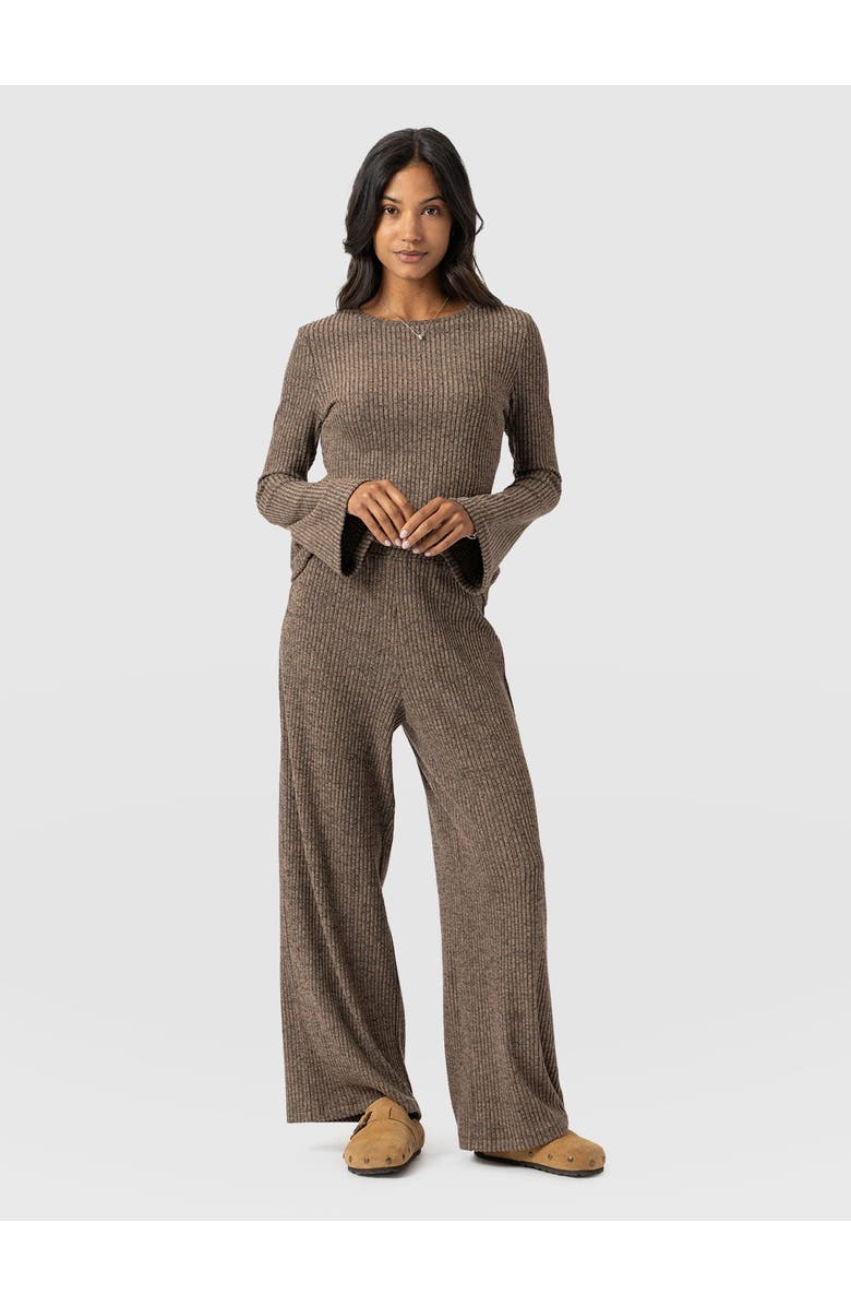 Saint + Sofia Victory Rib Wide Leg Pant, Alternate, color, Beige