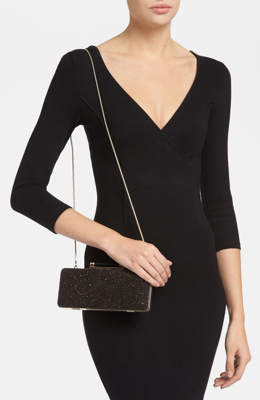 'Tonda - Diamond Dust' Clutch, Alternate, color, BLACK
