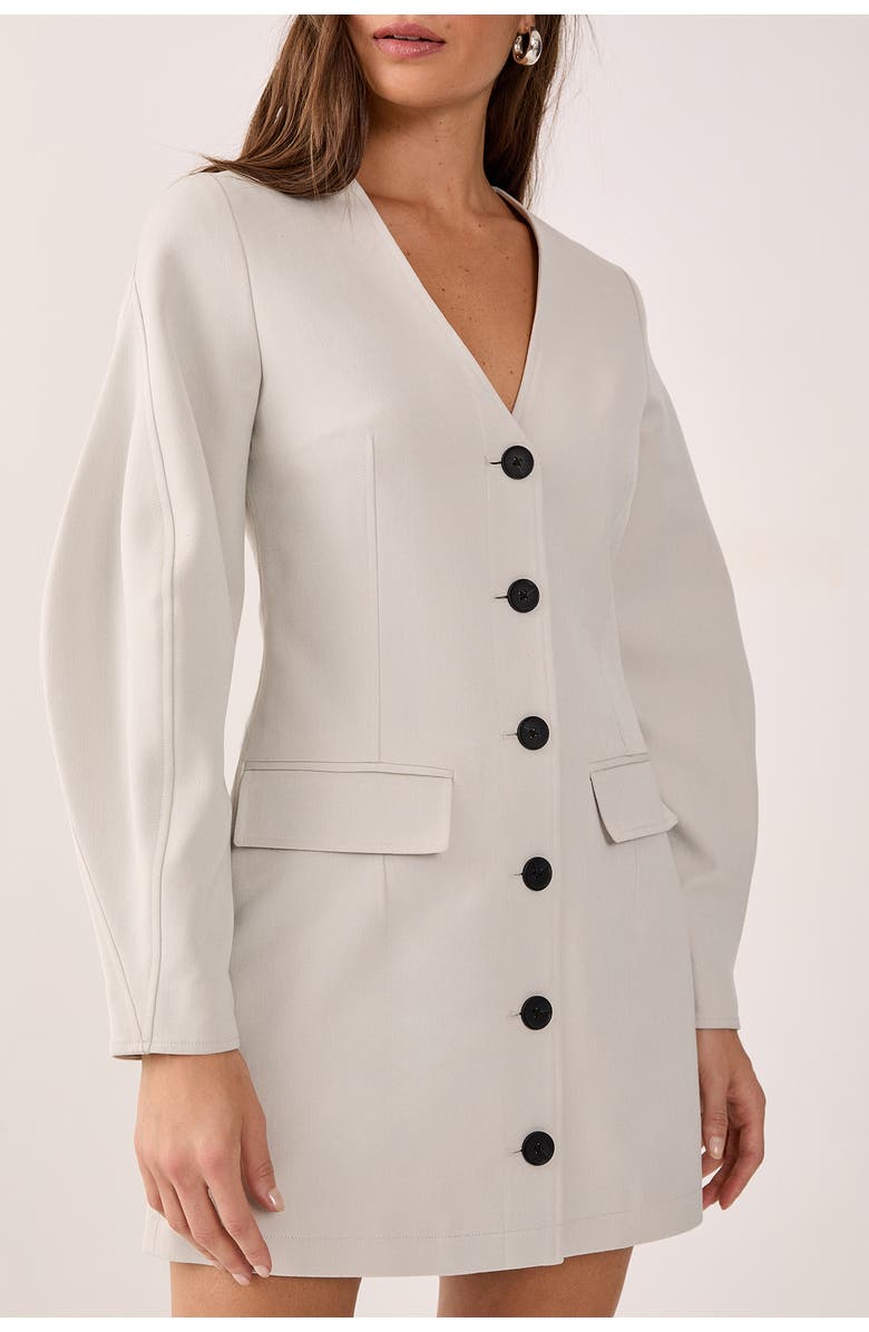 NASTY GAL Button Through Mini Blazer Dress, Alternate, color, Ecru