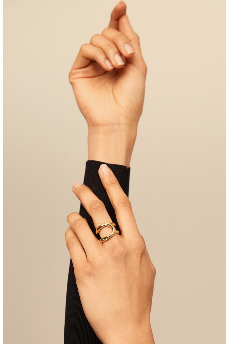 18K Gold-Plated Curvilinear Ring, Alternate, color, Gold