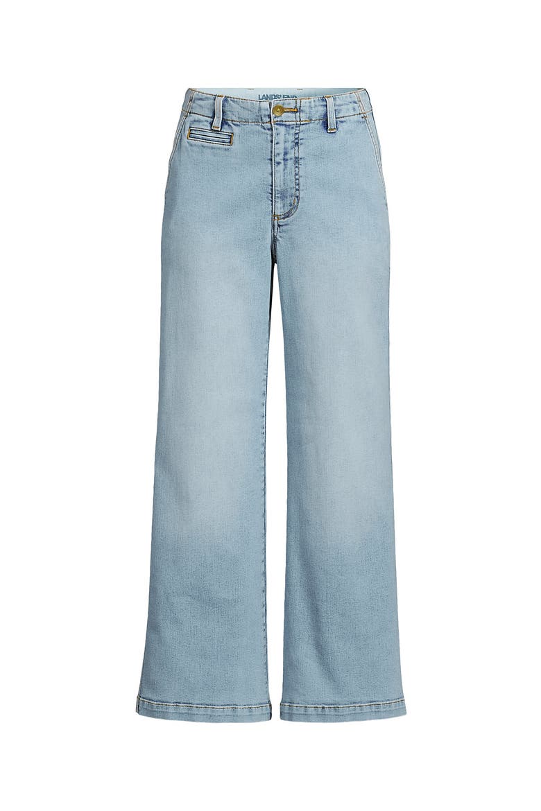 Petite Recover Denim Mid Rise Wide Leg Ankle Jeans, Alternate, color, Breeze Blue Wash