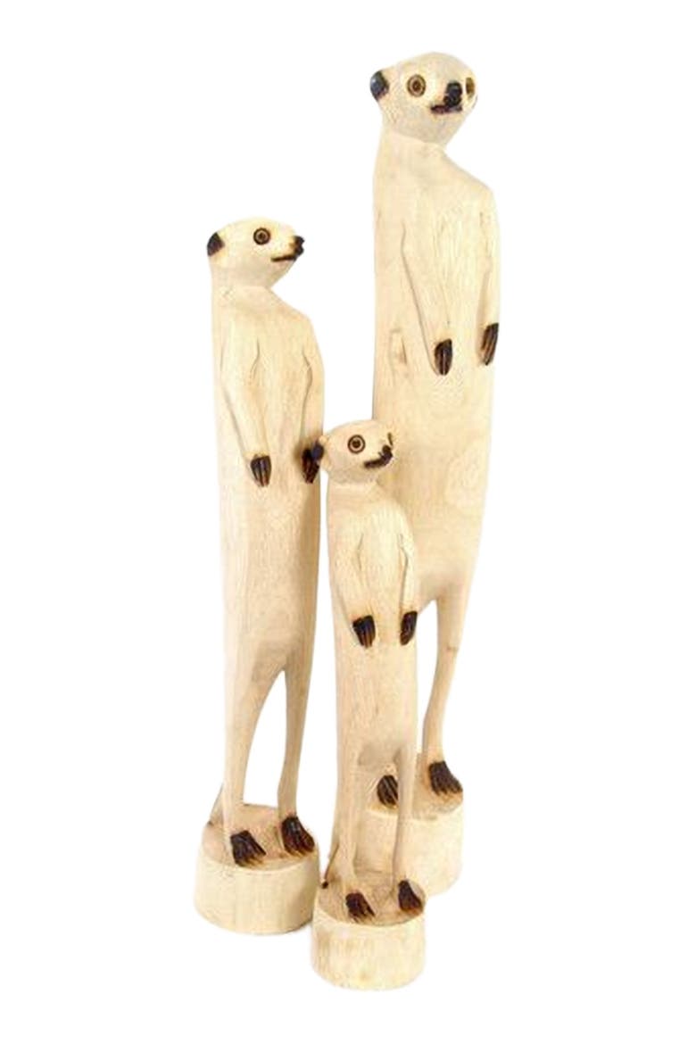 Hand Carved Standing Meerkat, Alternate, color, Natural