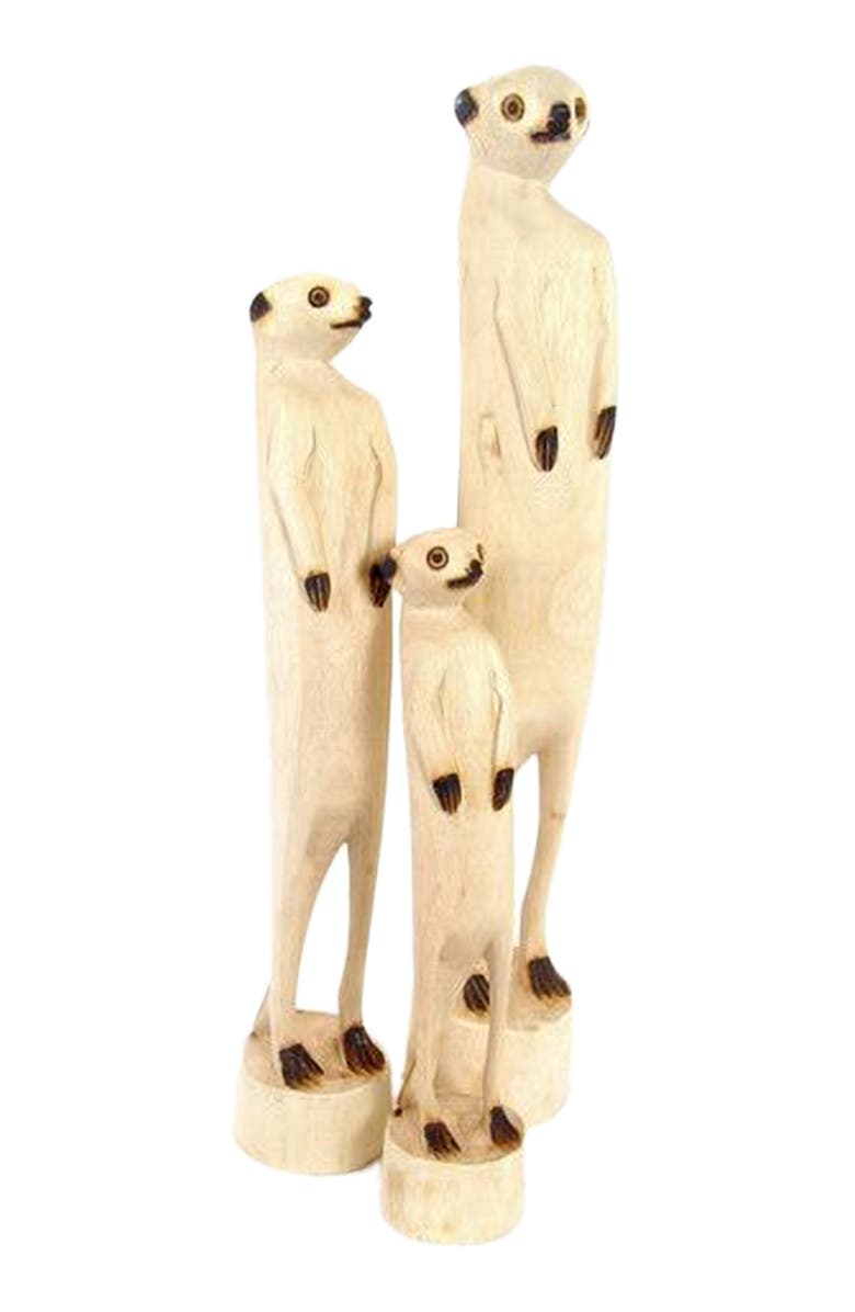 Mbare Hand Carved Standing Meerkat, Alternate, color, Natural