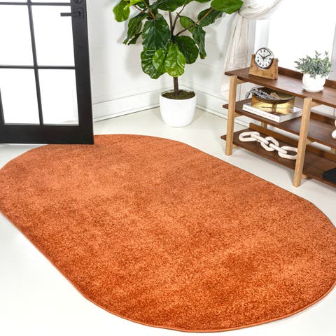Haze Solid Low-Pile Oval Area Rug