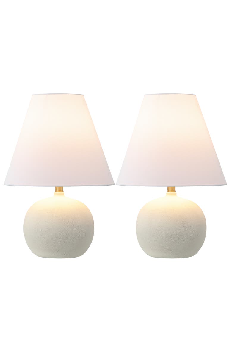 Asher 18.25" Minimalist Scandinavian Resin/Iron Gourd LED Table Lamp, Alternate, color, Matte Cream
