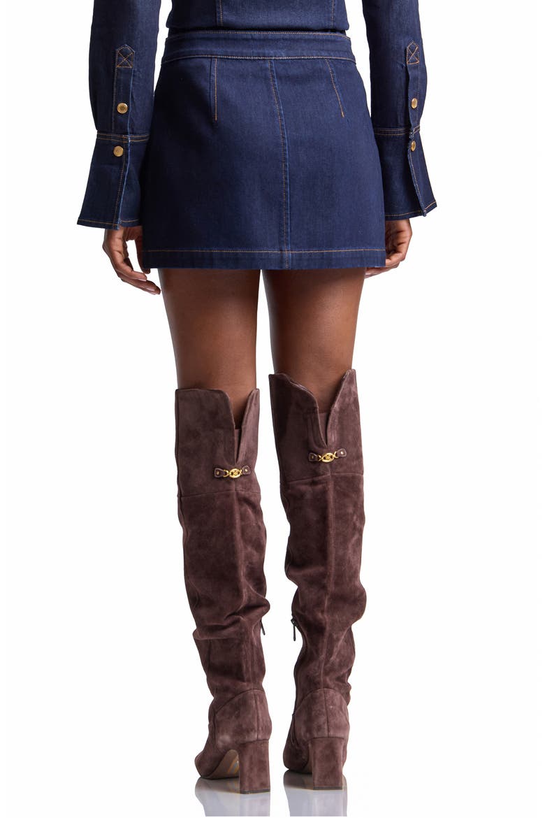 Chain Detail Button Front Denim Miniskirt, Alternate, color, FELL WASH