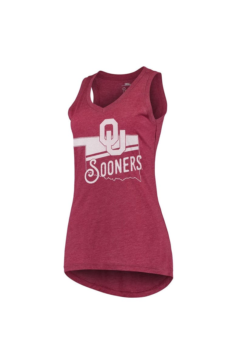 PRESSBOX Women's Pressbox Crimson Oklahoma Sooners Ferris Melange V-Neck Tank Top, Main, color, 
