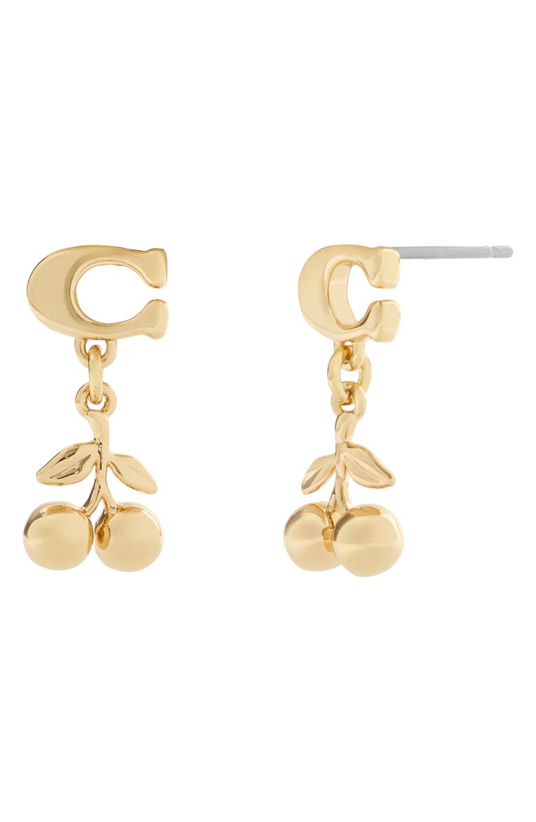 COACH Sculpted C Cherry Drop Earrings, Main, color, 
