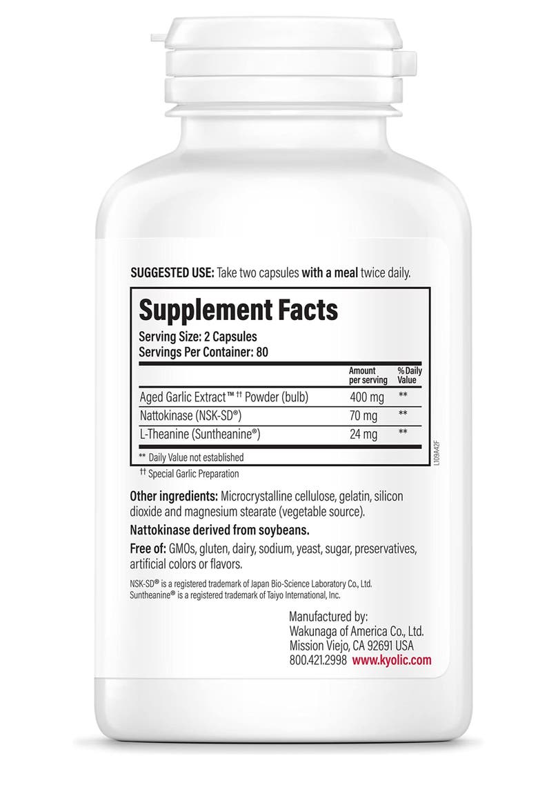 Aged Garlic Extract Formula 109, Blood Pressure Health, 160 Capsules, Alternate, color, None