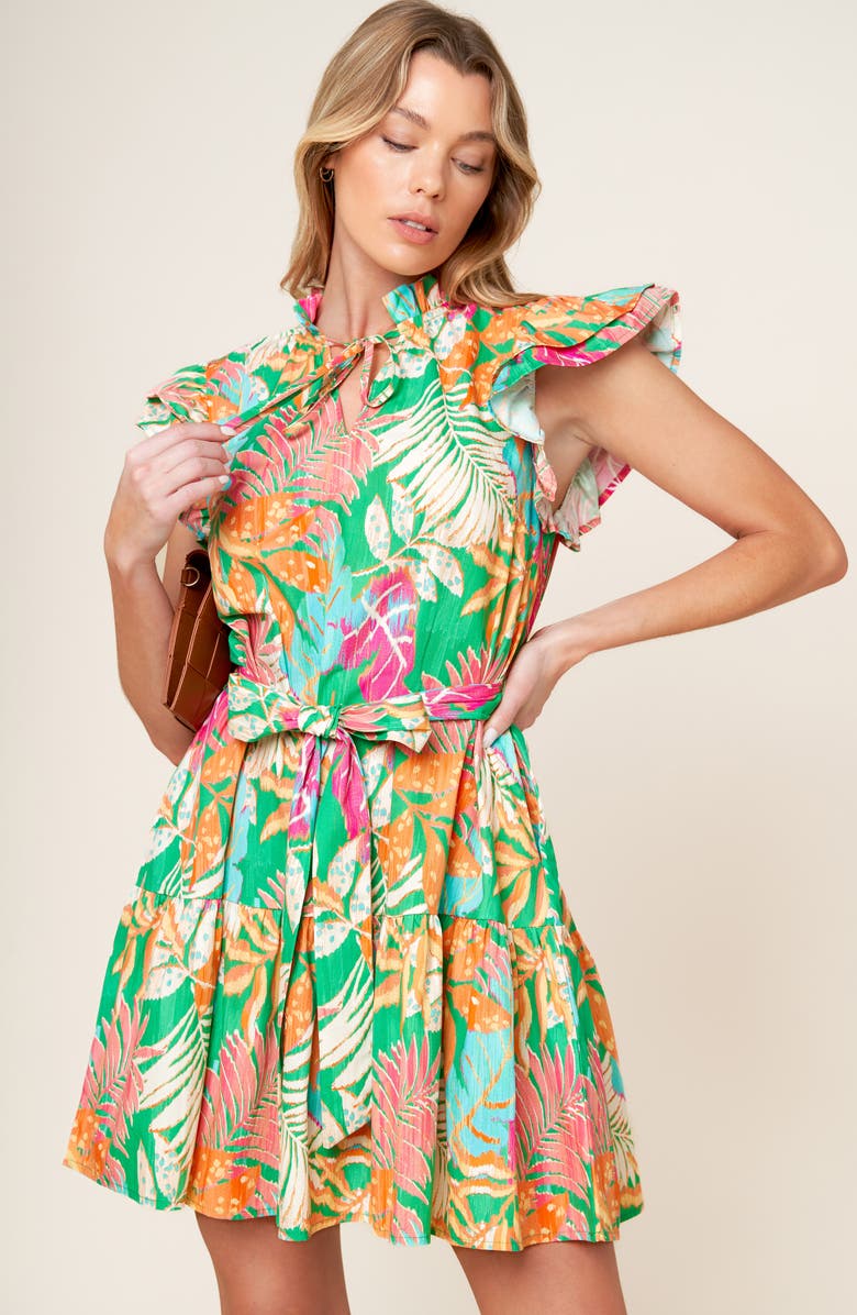 FLYING TOMATO Cap Sleeve Cotton Minidress, Alternate, color, 