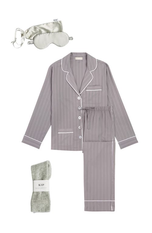 Kip. Kip Premium Cotton Long Pajama Gift Set In Dove Grey