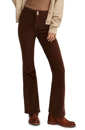 Lucky Brand Stevie Seamed High Waist Corduroy Flare Pants In Brown