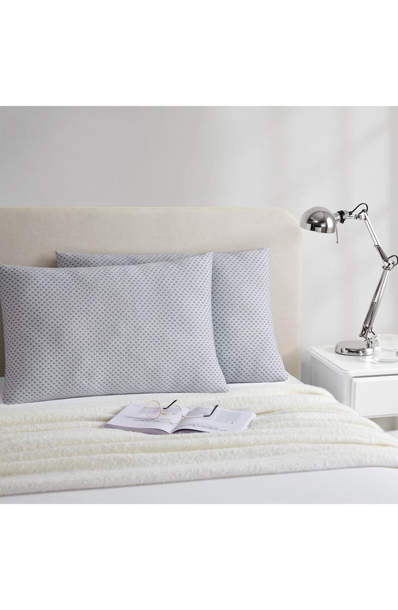 DONNA KARAN Set of 2 Dash Texture Pillowcases, Alternate, color, Heathered Grey