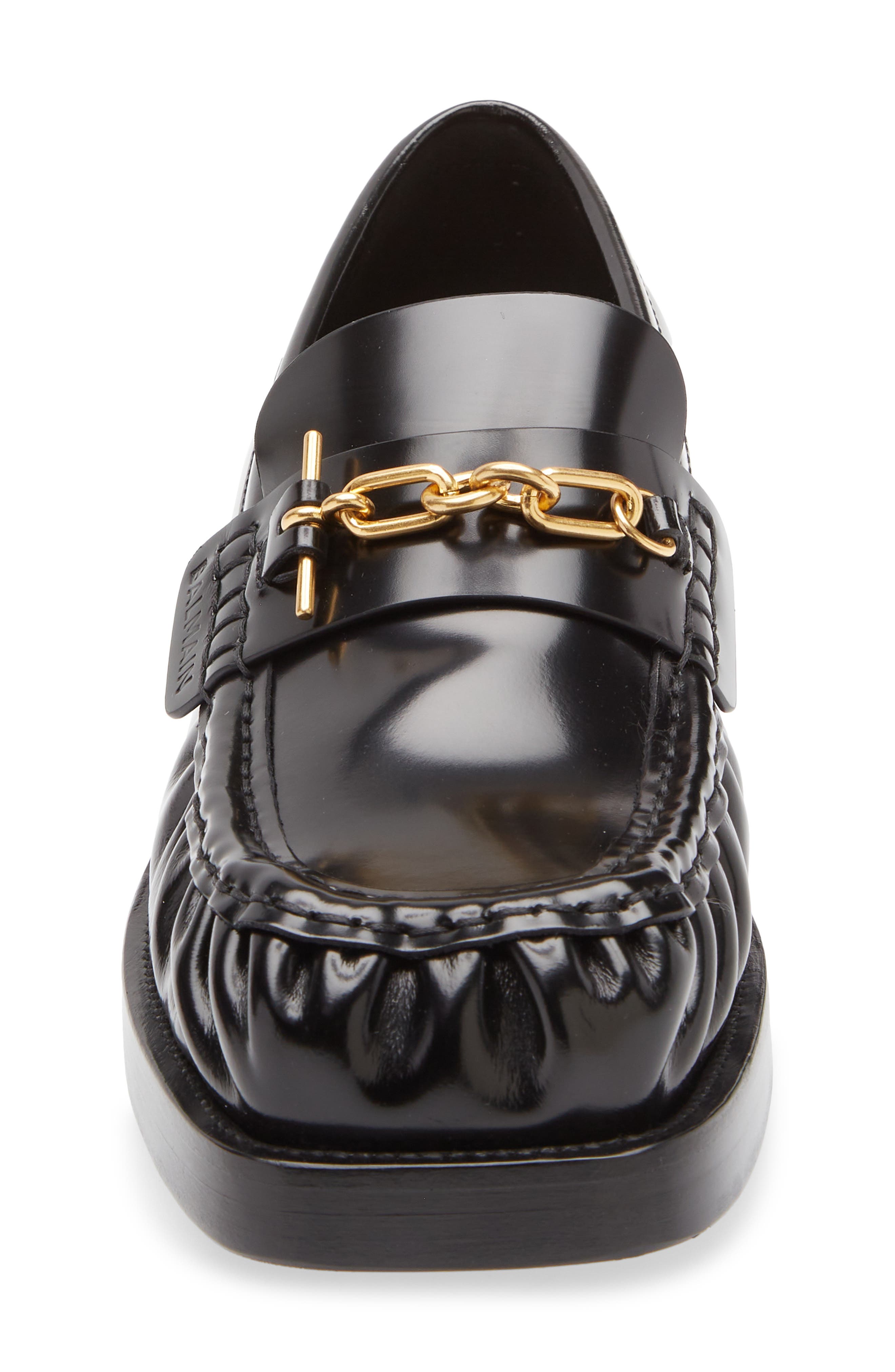 Balmain Sync Glazed Leather Loafer, Alternate, color, 0Pa Black