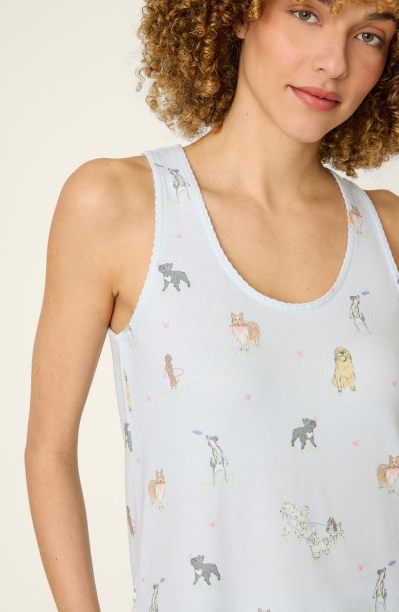 PJ Salvage Bark Park Peached Jersey Pajamas, Alternate, color, Blue Ice