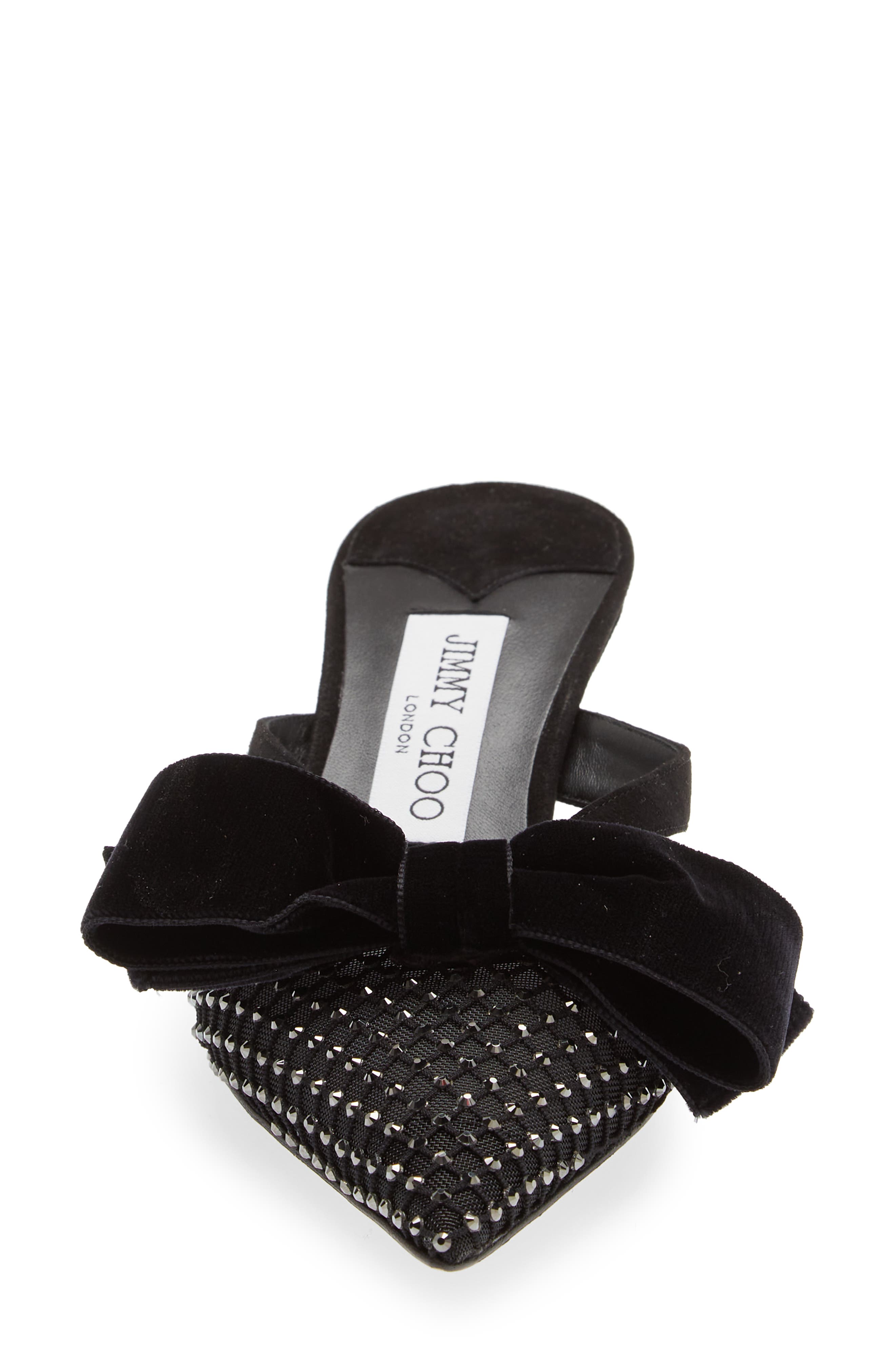 Jimmy Choo Flaca Bow & Crystal Embellished Pointed Toe Mule, Alternate, color, 