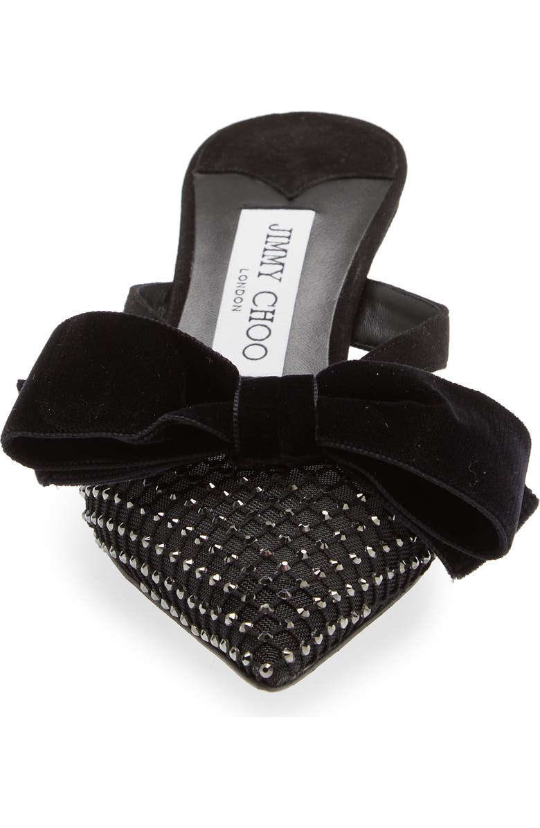Jimmy Choo Flaca Bow & Crystal Embellished Pointed Toe Mule, Alternate, color,