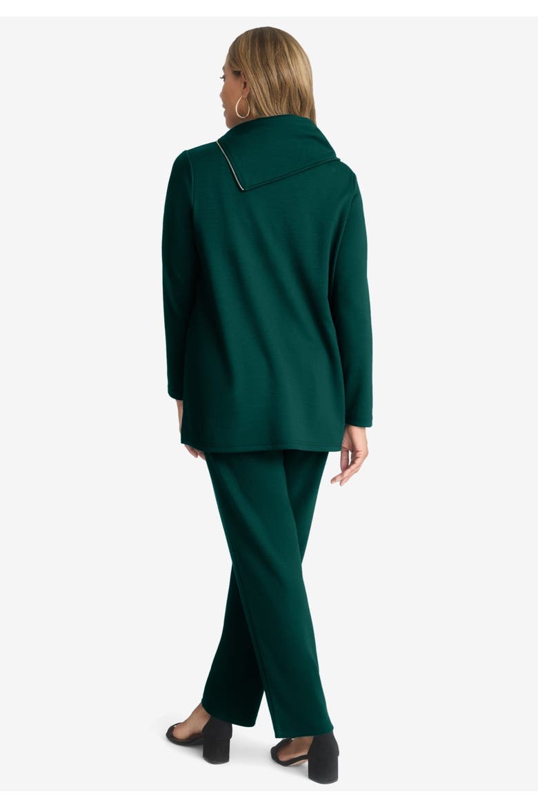 Ponte Split Neck 2-Piece Set, Alternate, color, EMERALD GREEN