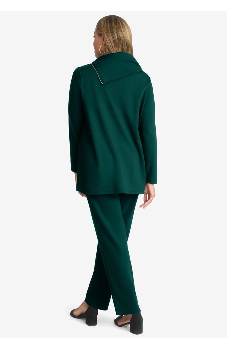 Jessica London Ponte Split Neck 2-Piece Set, Alternate, color, Emerald Green