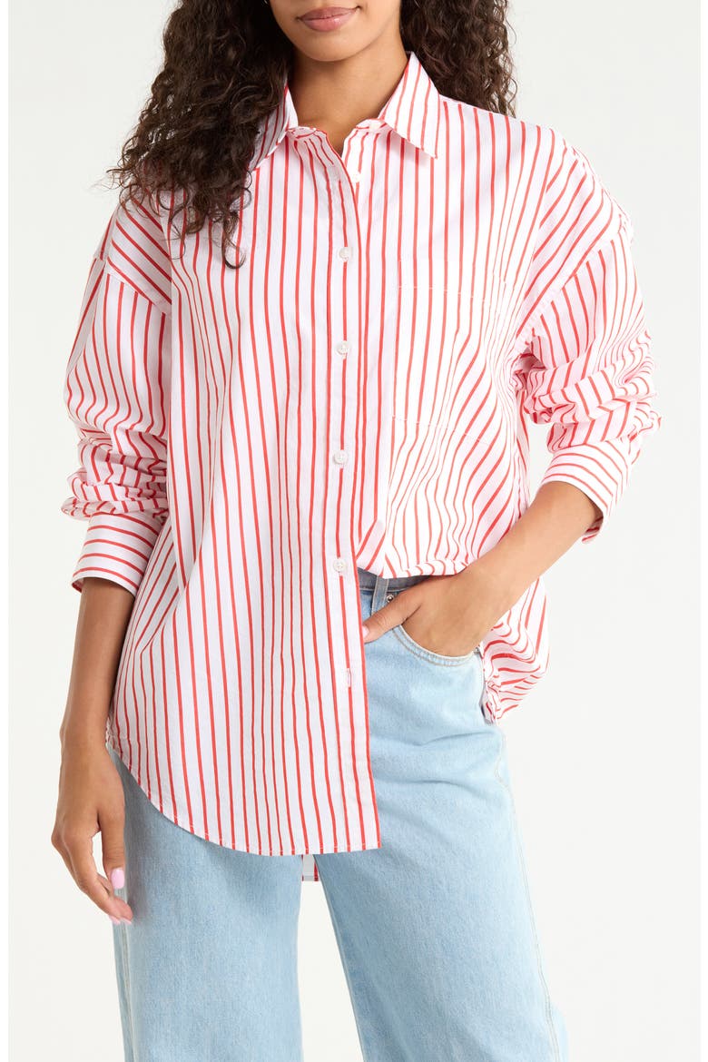 Coastal Stripe Relaxed Organic Cotton Button-Up Shirt, Main, color, SUMMER SAIL STRIPE