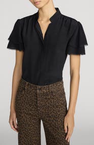 FRAME Arcadia Layered Ruffle Silk Top