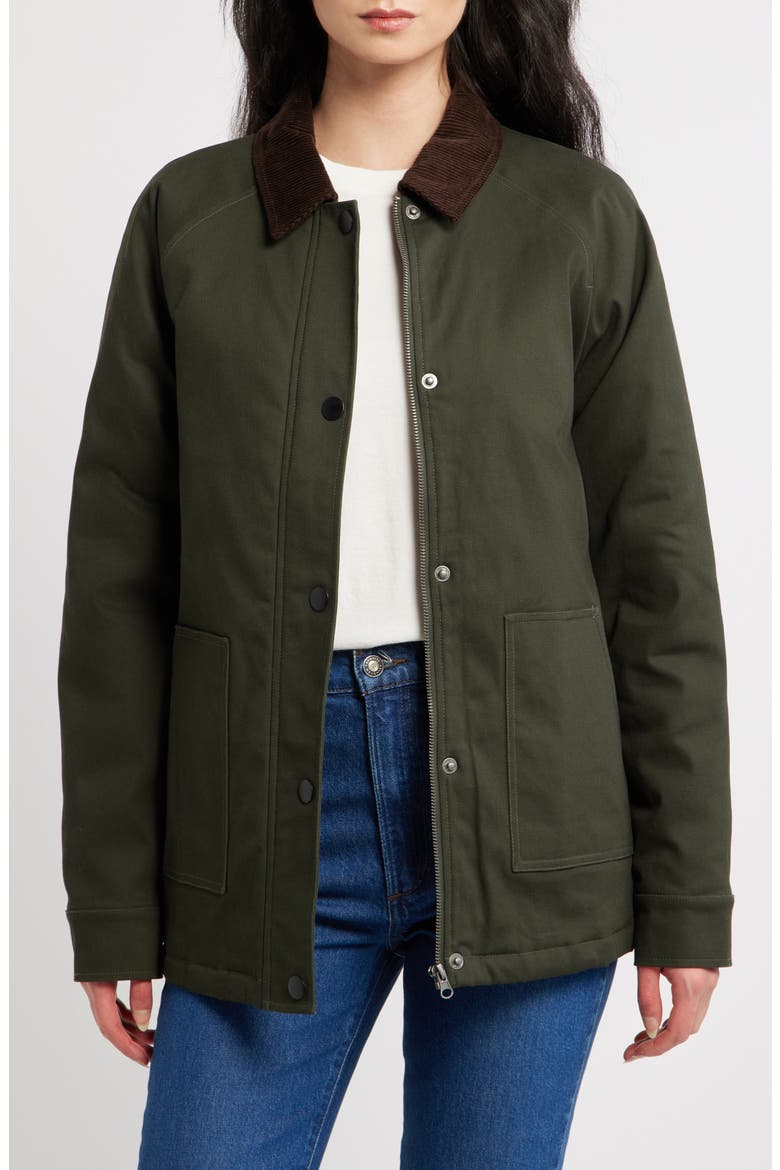 Stretch Cotton Twill Chore Coat, Main, color, DARK GREEN