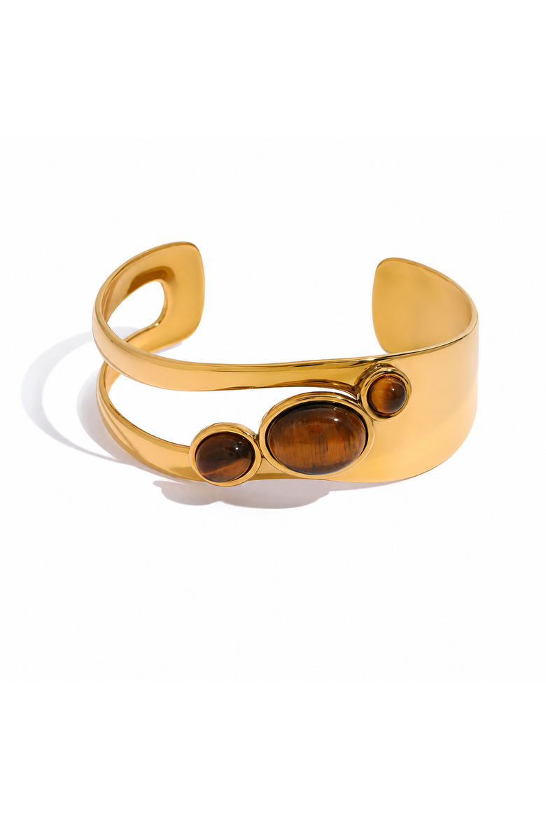 Talia 3 Stone Cuff Bracelet, Main, color, Gold with White Stone Detail
