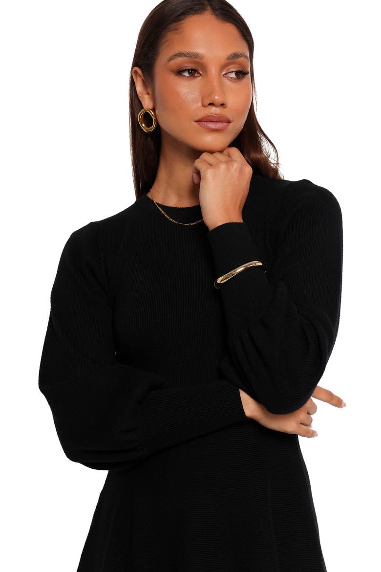 Gigi Long Sleeve Fit & Flare Sweater Minidress, Alternate, color, BLACK