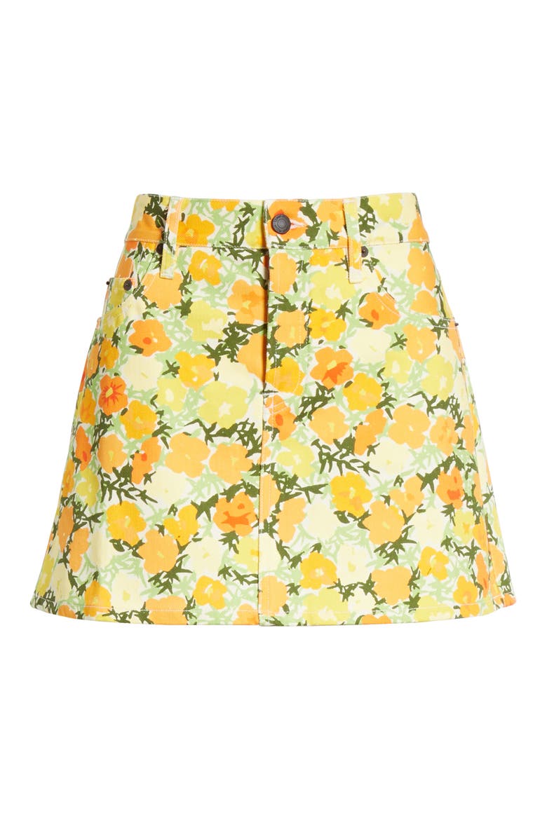 Floral Print Denim Miniskirt, Alternate, color, WINTER BLOSSOM