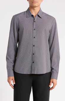 Micro Print Button-Up Shirt