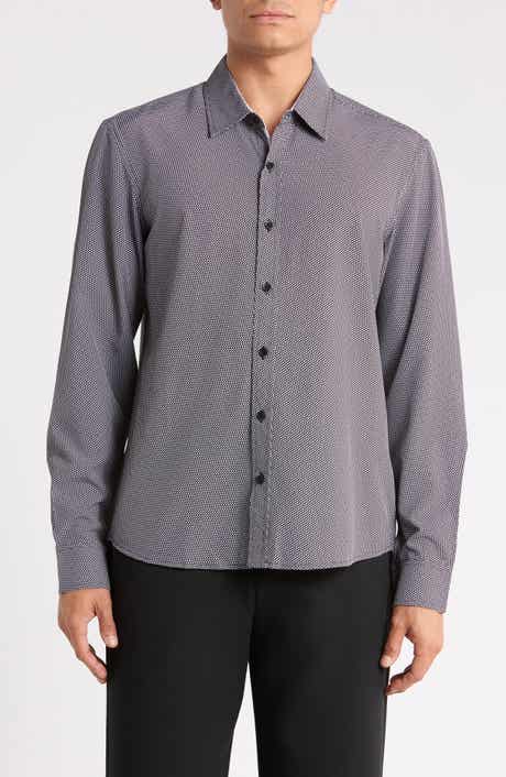 Micro Print Button-Up Shirt