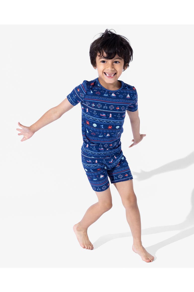 Sail Away Fair Isle Kids 2-Piece Short Sleeve & Shorts Pajama Set, Alternate, color, Sail Away Fair Isle