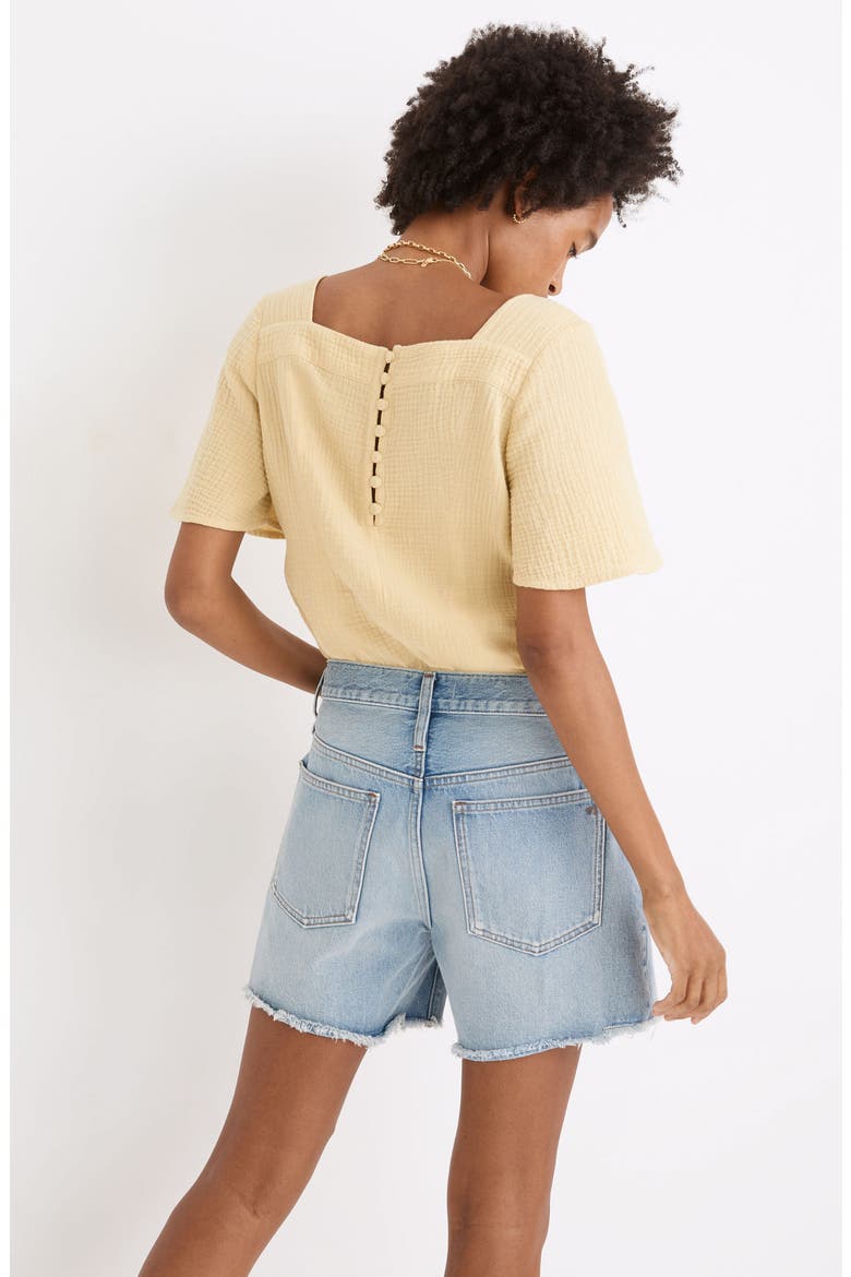 Relaxed Mid-Length Denim Shorts: Ripped Edition, Alternate, color, SELTON WASH