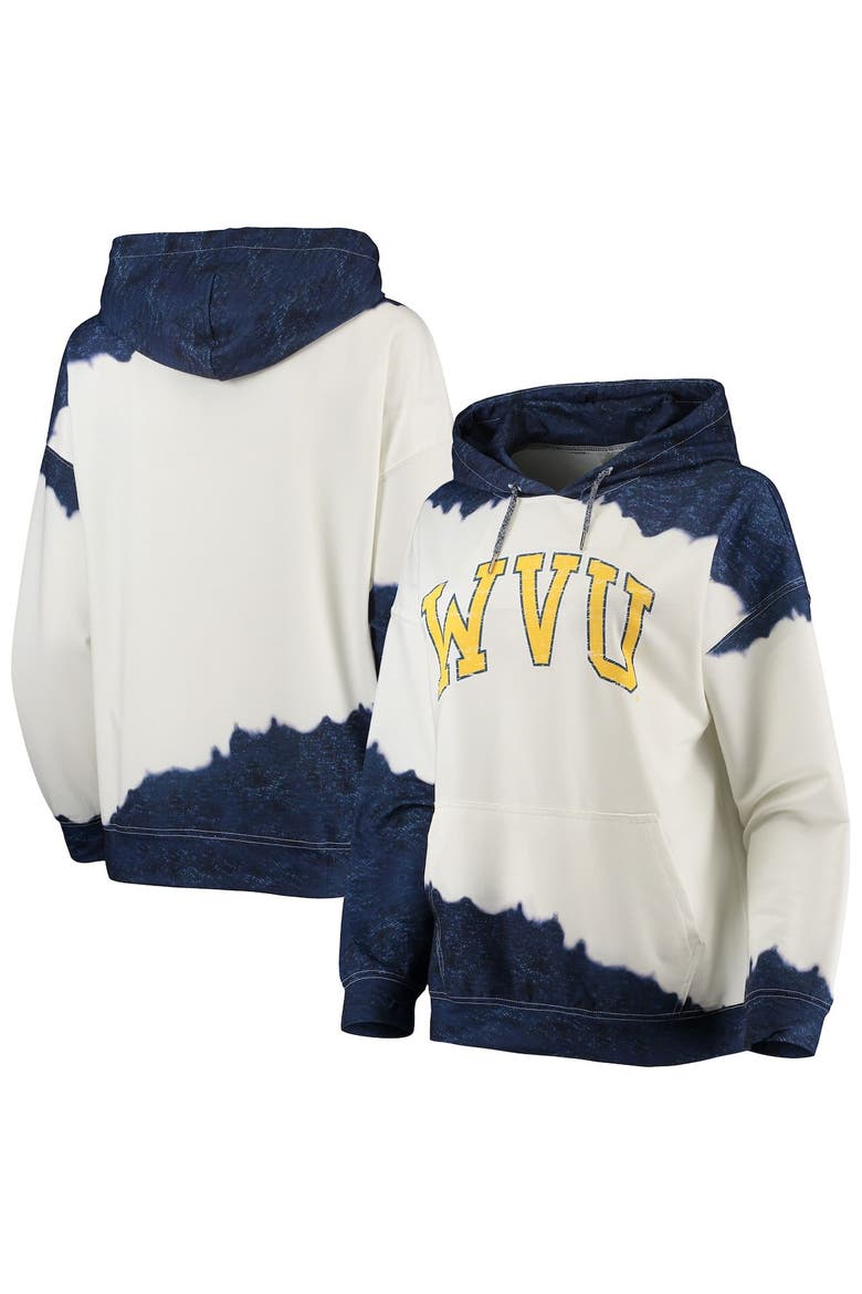 Women's Gameday Couture White/Navy West Virginia Mountaineers For the Fun Double Dip-Dyed Pullover Hoodie, Main, color, White