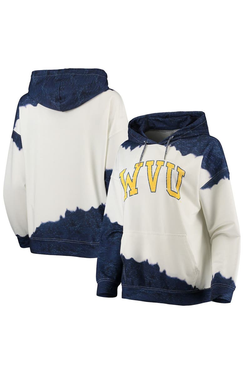 GAMEDAY COUTURE Women's Gameday Couture White/Navy West Virginia Mountaineers For the Fun Double Dip-Dyed Pullover Hoodie, Main, color, White