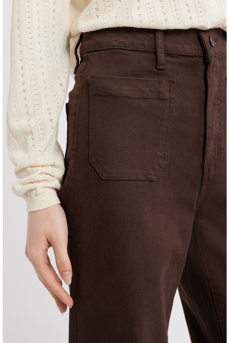 The Anchor High Waist Raw Hem Wide Leg Jeans, Alternate, color, CHOCOLATE BROWN