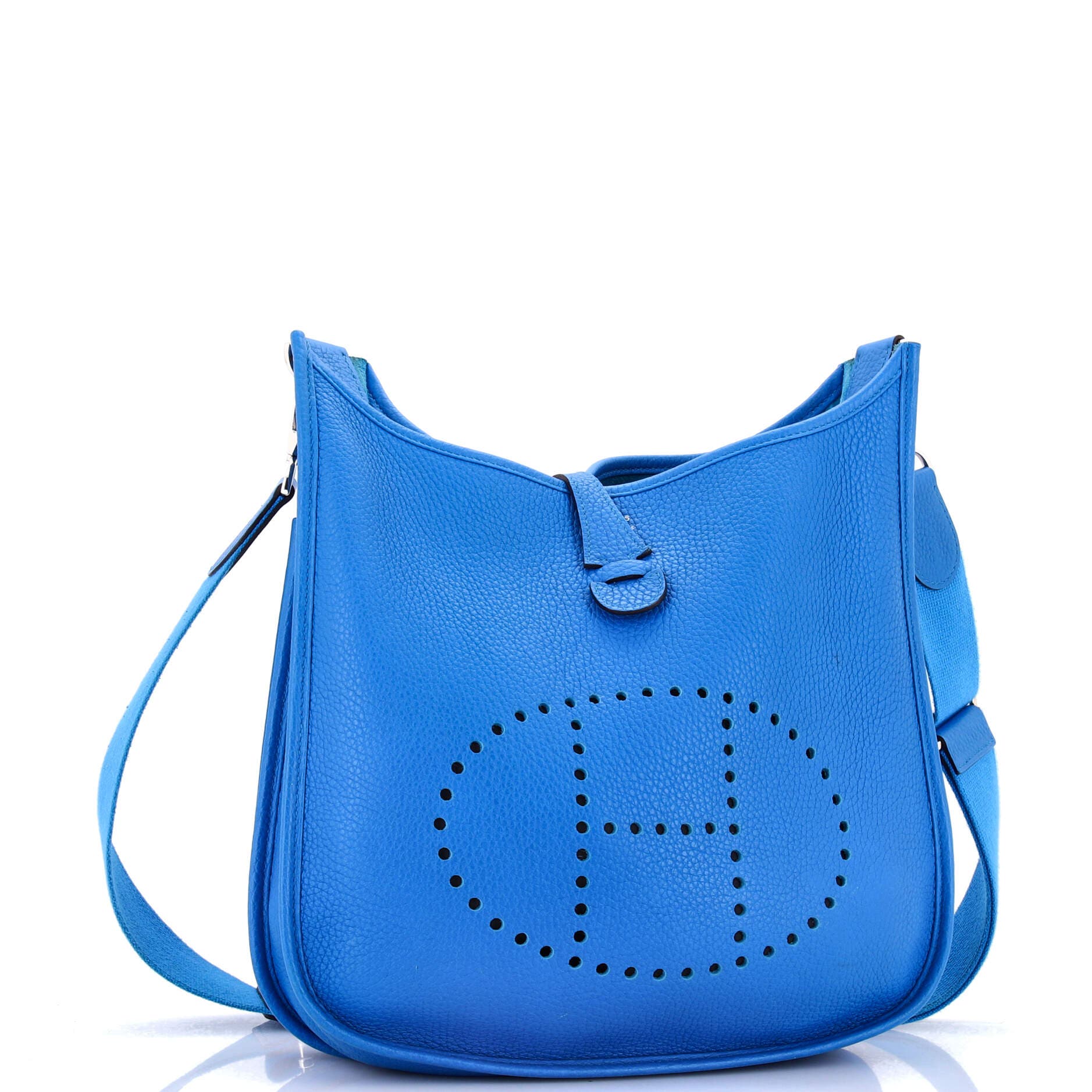 Pre-Owned Hermes Evelyne Bag Gen III Clemence PM, Alternate, color, Bleu Zanzibar