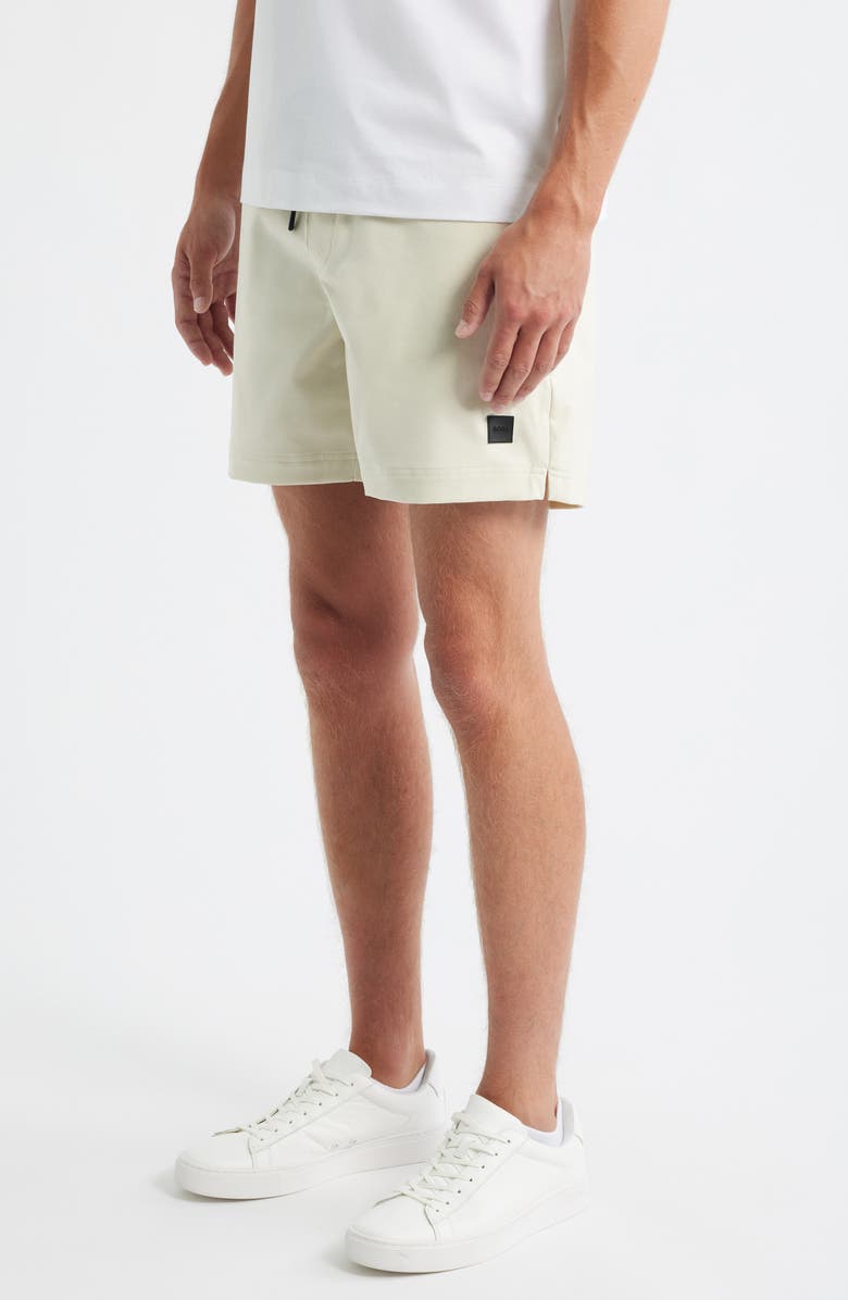 BOSS Solid Stretch Swim Trunks, Alternate, color, Open White