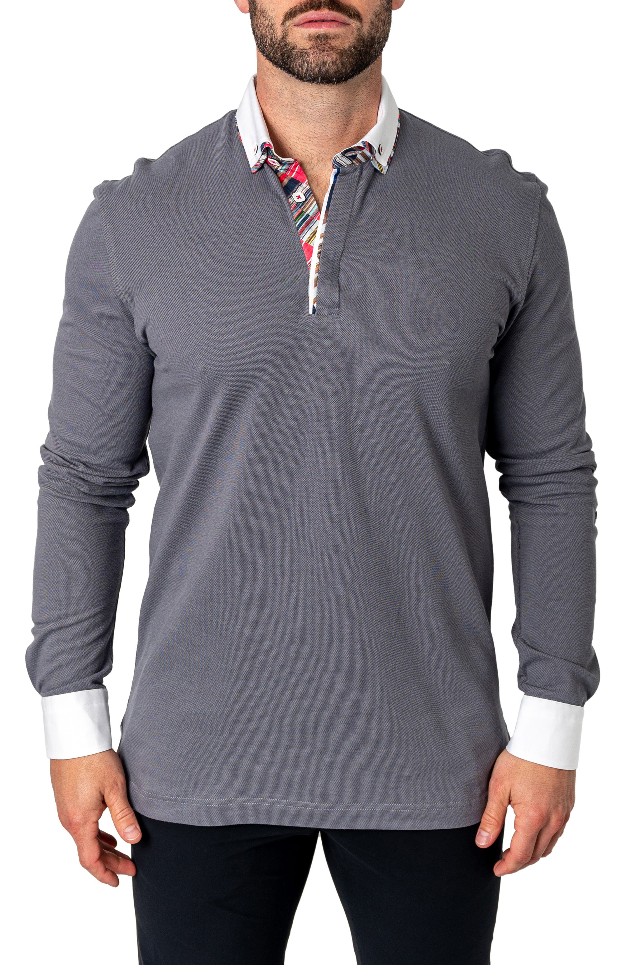 Newton Solid Mirage Grey Long Sleeve Polo