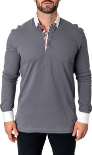 Maceoo Newton Solid Mirage Grey Long Sleeve Polo