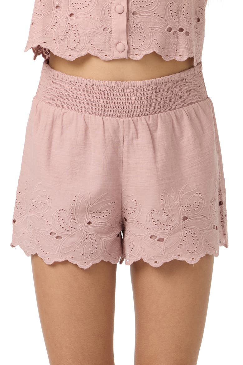 Kids' Annalee Eyelet Embroidered Shorts, Main, color, ORCHID