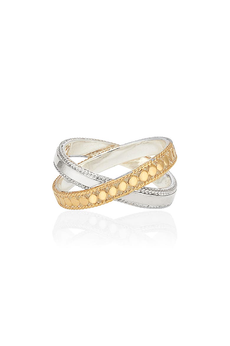 Two-Tone Crisscross Ring, Main, color, GOLD/ SILVER