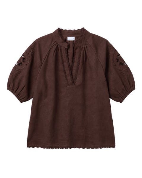 Catalina Embroidered Linen Top