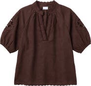 Cartolina Catalina Embroidered Linen Top