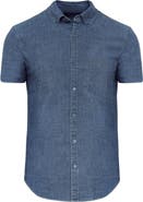 True Classic Short Sleeve Stretch Chambray Shirt