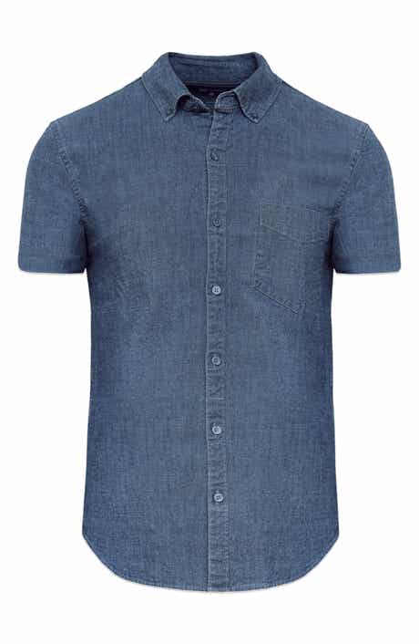 True Classic Short Sleeve Stretch Chambray Shirt